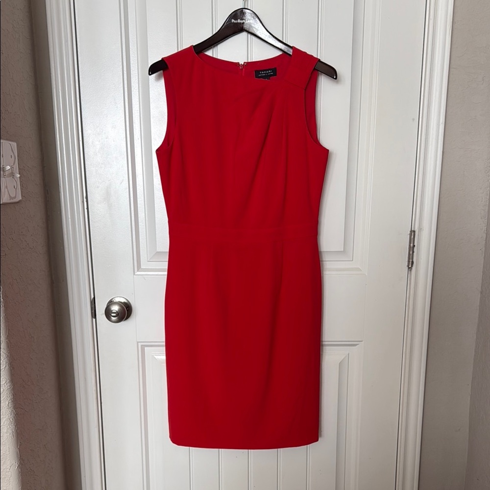 Tahari Red Sleeveless Sheath Mini Dress